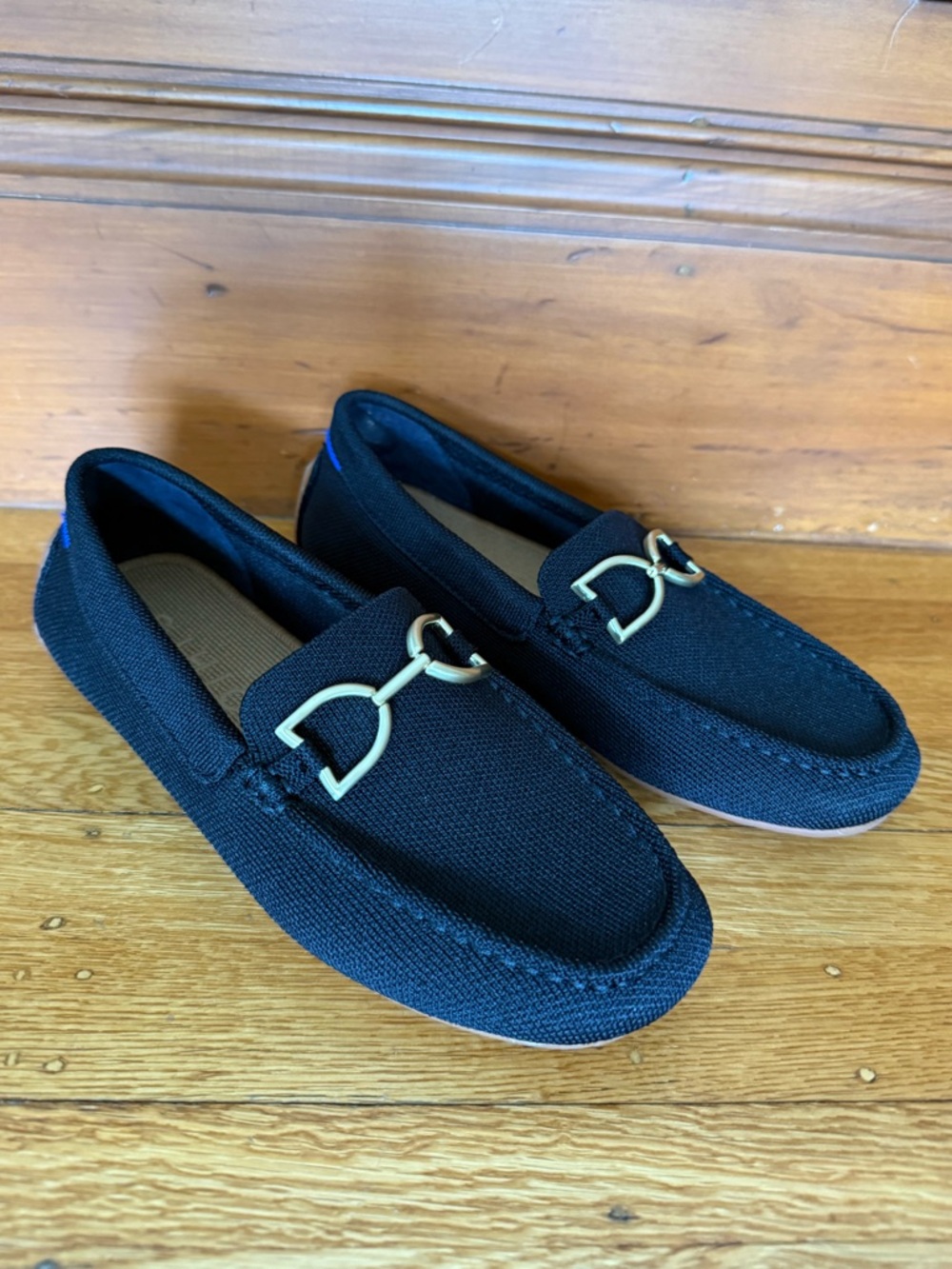 ROTHY’s Women’s 7 Black The Double Bit Slip-On Loafers with Silver Metal Accent